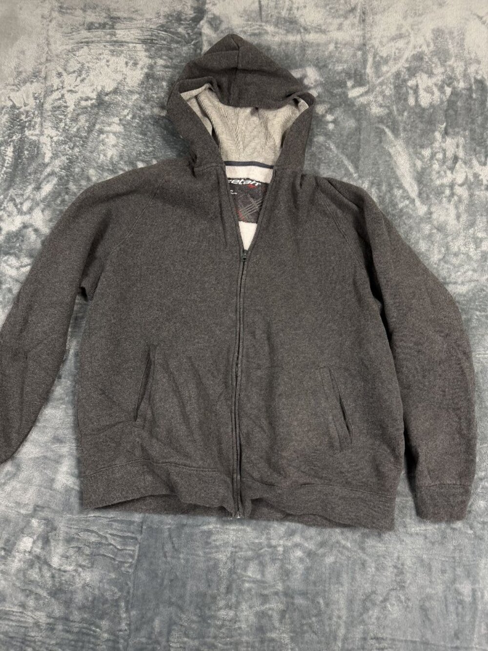 Cheetah Full-Zip Gray Hoodie With Pockets & Drawstring Hood L